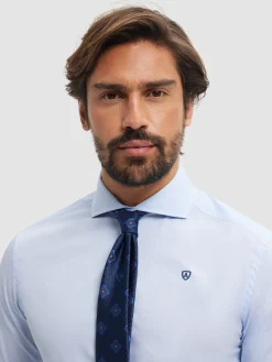 CAMISA COMFORT FIL A FIL CELESTE