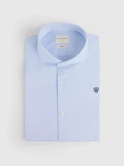 CAMISA COMFORT FIL A FIL CELESTE