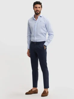 CAMISA COMFORT RAYAS CELESTE