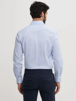 CAMISA COMFORT RAYAS CELESTE