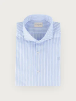 CAMISA COMFORT RAYAS DIPLO CELESTE