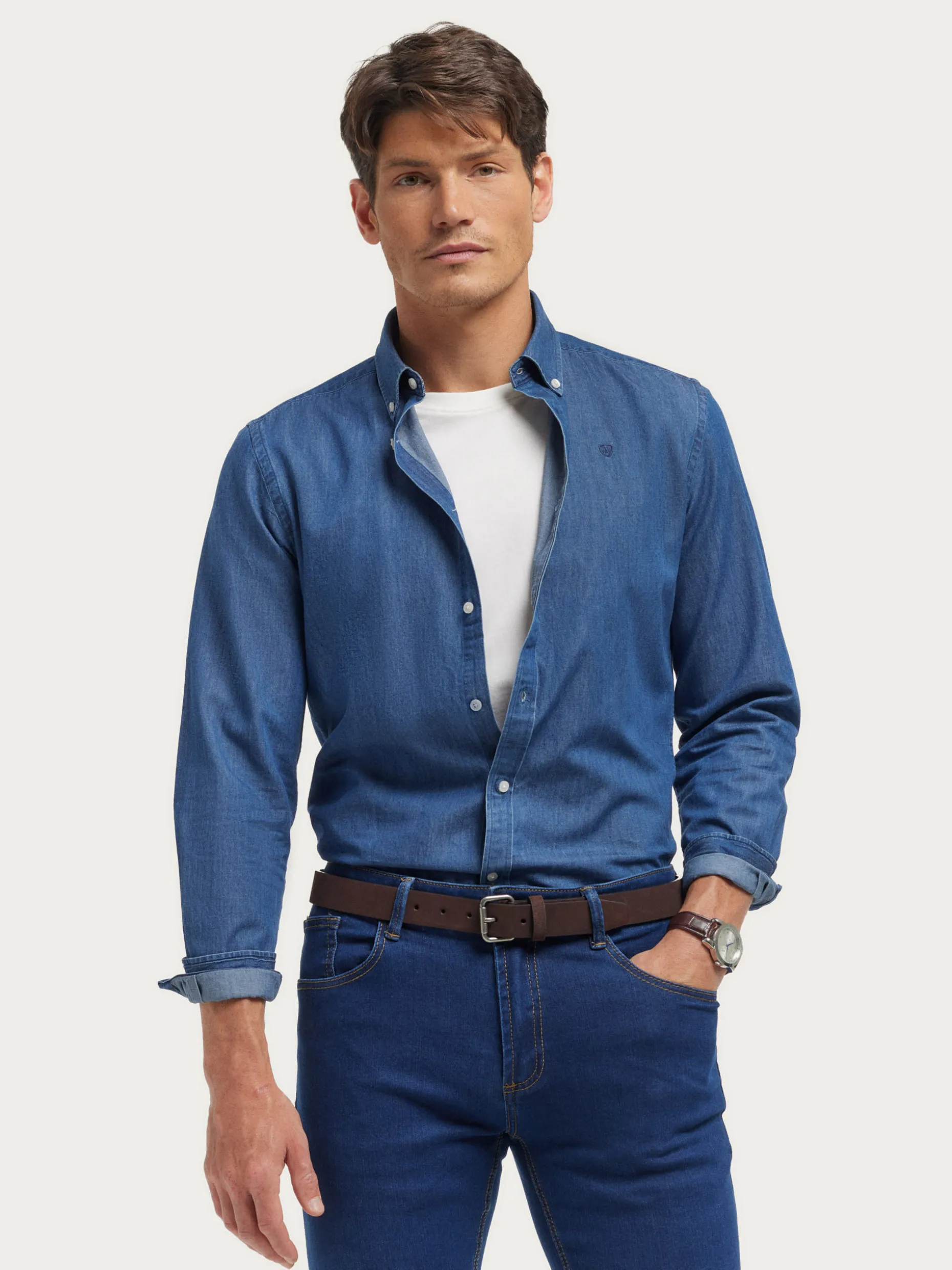 CAMISA DENIM B.DOWN AZUL MARINO
