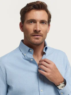 CAMISA FLANNEL TWILL CELESTE