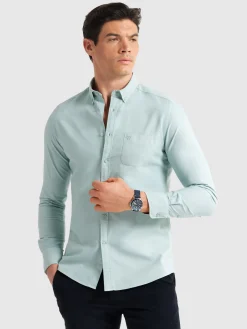 CAMISA OXFORD POCKET DYE VERDE AGUA
