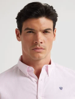CAMISA OXFORD RAYAS BASIC ROSA