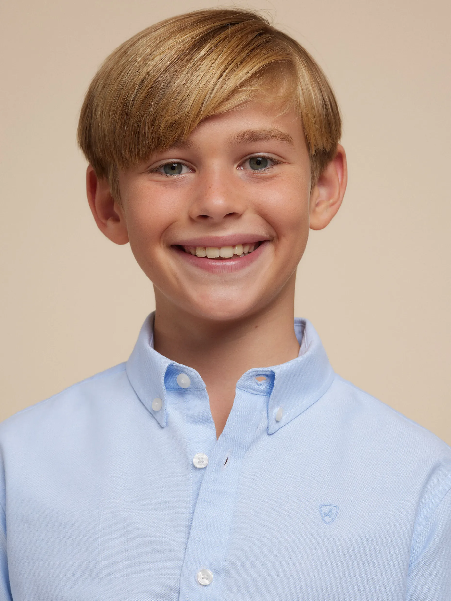 CAMISA OXFORD SOLID KIDS CELESTE