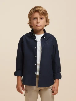 CAMISA OXFORD SOLID KIDS AZUL MARINO