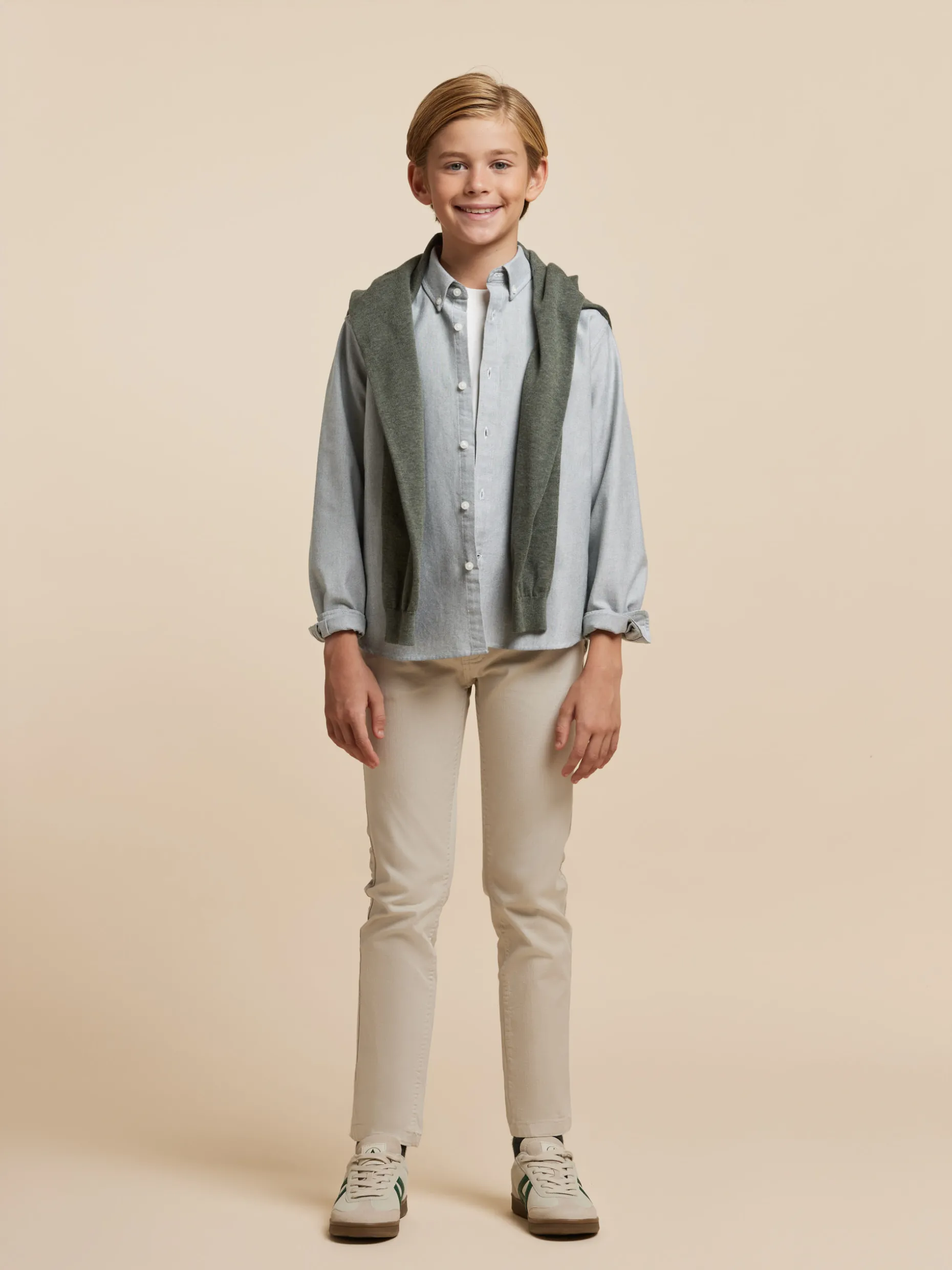 CAMISA OXFORD SOLID KIDS VERDE