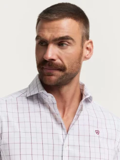 CAMISA POPELIN CUADROS BURDEOS