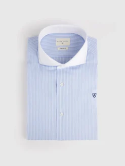 CAMISA RAYAS C. BLANCO CELESTE