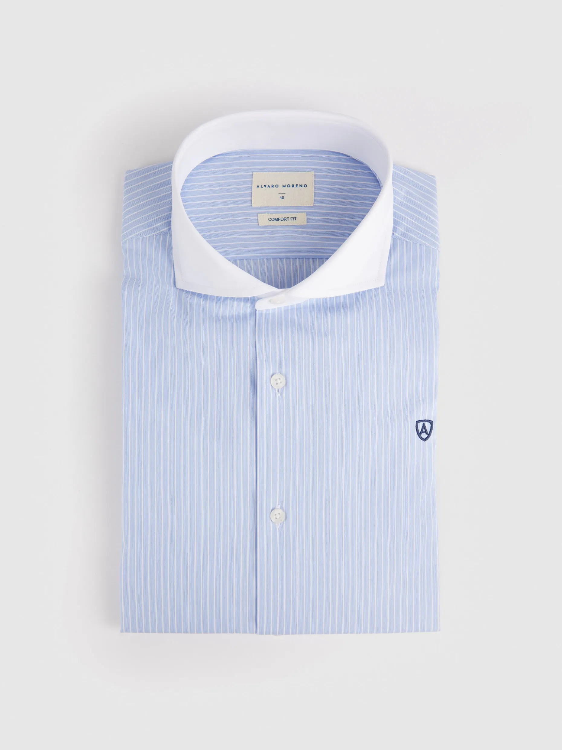 CAMISA RAYAS C. BLANCO CELESTE