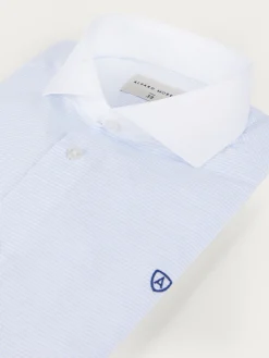 CAMISA RAYAS P.DOBLE CELESTE