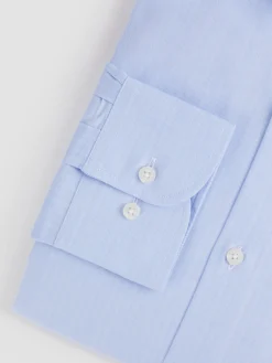 CAMISA VESTIR HERRINGBONE CELESTE