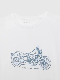 CAMISETA MOTORCYCLE BLANCO