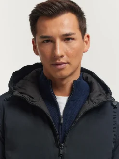 CAZADORA RATCHED REVERSIBLE AZUL MARINO | MARRÓN