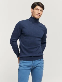 JERSEY ROLL COLLAR AZUL