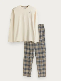 PIJAMA FRANELA CUADROS CRUDO